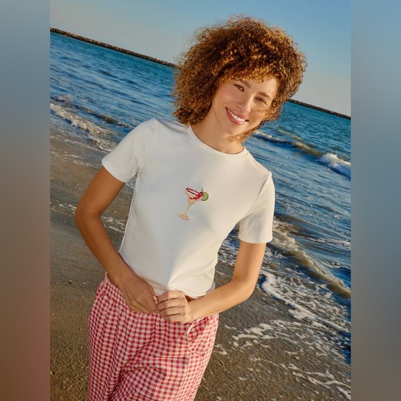 Sunday Edition Tops - Spicy Margarita Cocktail Embroidered Baby Tee - Sunday Edition